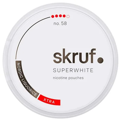 Skruf Superwhite No. 58 Nordic Liquorice Xtra Strong Slim